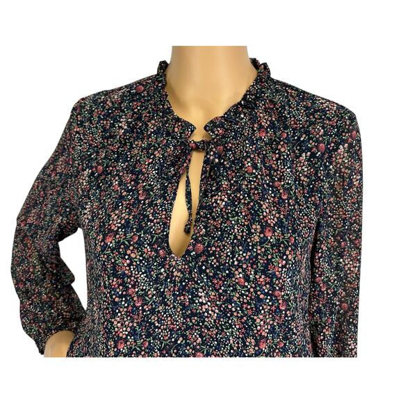 2/$30 J. Crew Mercantile Smocked Tie-Front Dress Floral Blouson Long Sleeve Sz S - Picture 7 of 13
